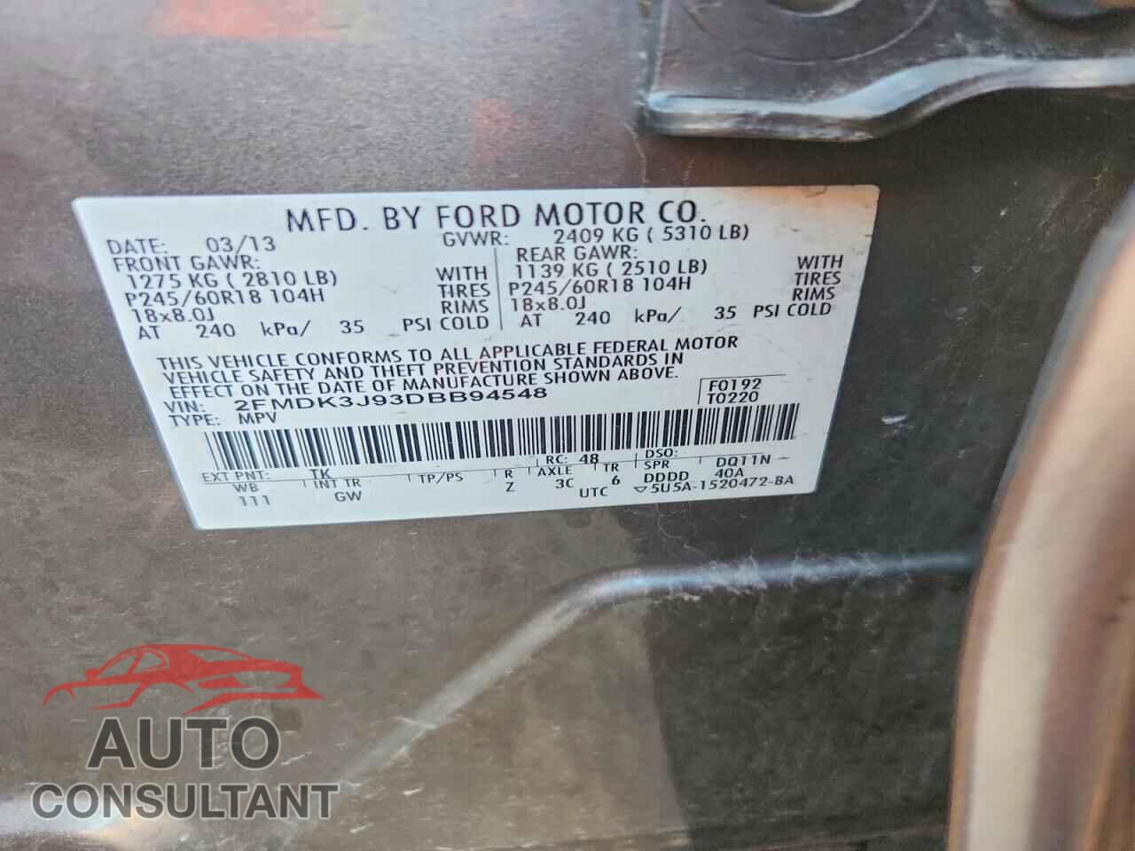FORD EDGE 2013 - 2FMDK3J93DBB94548