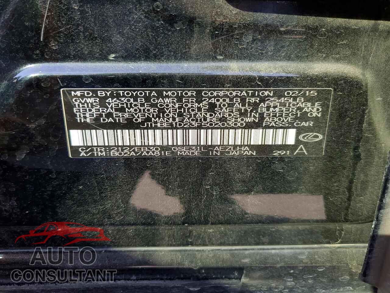 LEXUS IS 2015 - JTHBE1D23F5020300