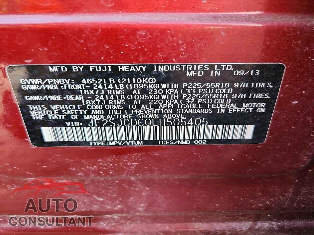 SUBARU FORESTER 2014 - JF2SJGDC0EH505405
