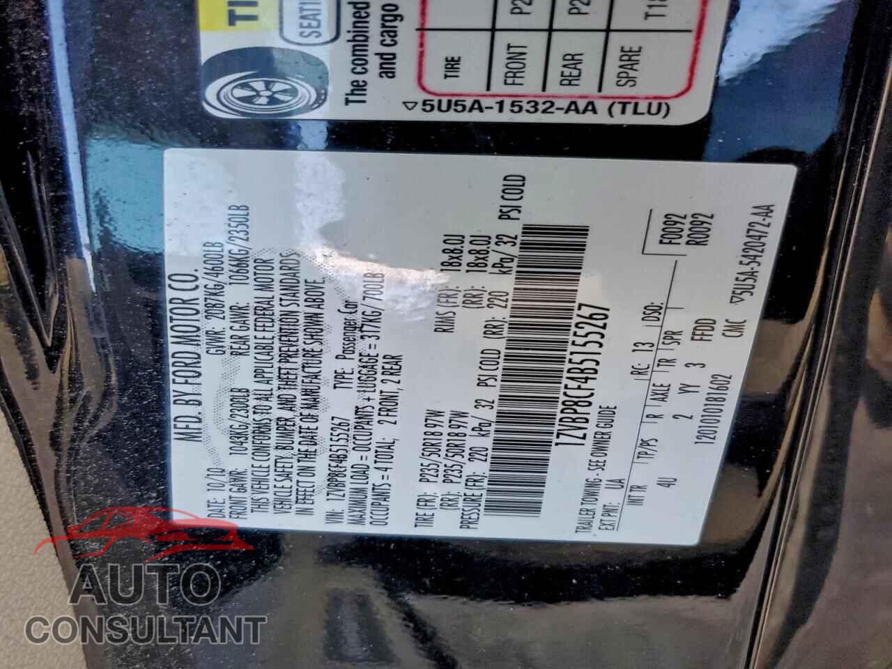 FORD MUSTANG 2011 - 1ZVBP8CF4B5155267