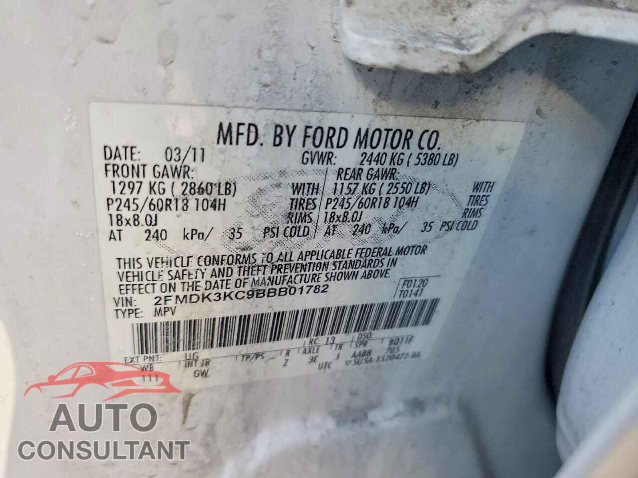 FORD EDGE 2011 - 2FMDK3KC9BBB01782