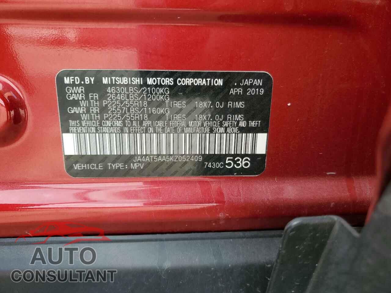 MITSUBISHI ECLIPSE 2019 - JA4AT5AA5KZ052409