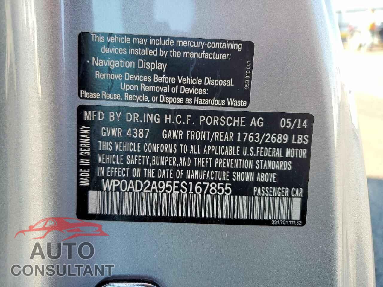 PORSCHE 911 2014 - WP0AD2A95ES167855