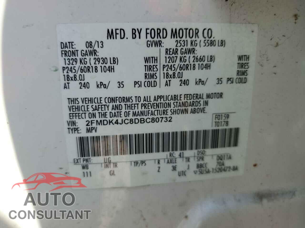 FORD EDGE 2013 - 2FMDK4JC8DBC80732