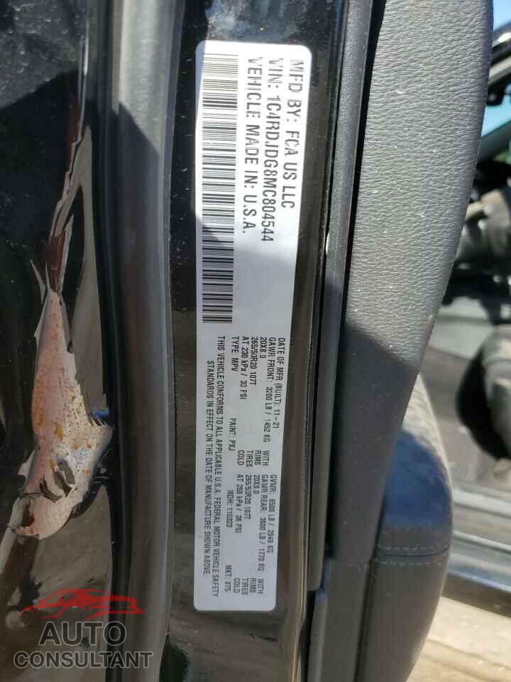 DODGE DURANGO 2021 - 1C4RDJDG8MC804544