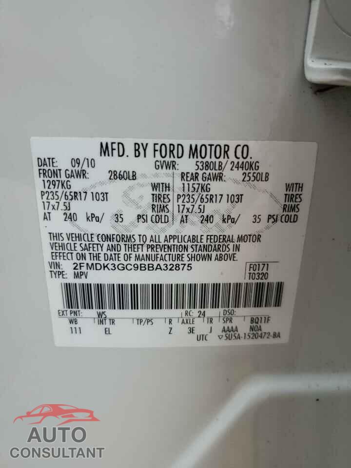 FORD EDGE 2011 - 2FMDK3GC9BBA32875