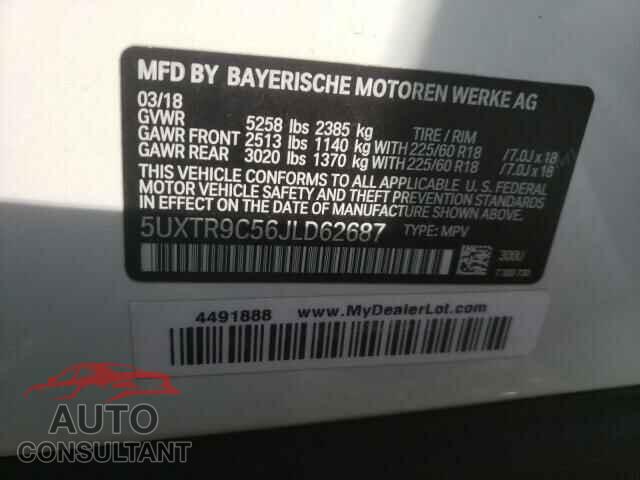 BMW X3 2018 - 5UXTR9C56JLD62687