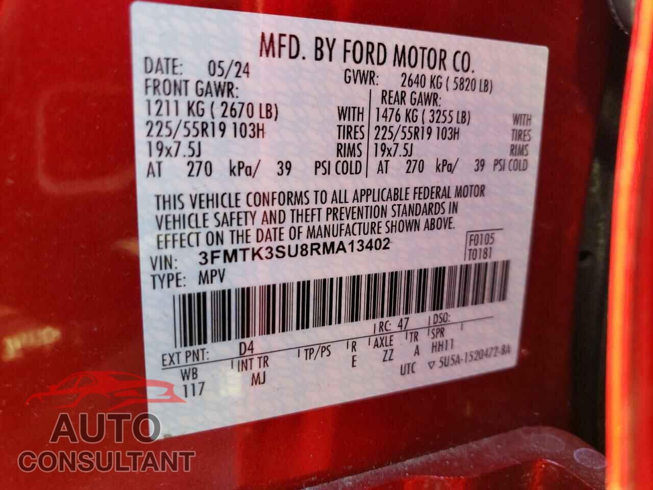 FORD MUSTANG 2024 - 3FMTK3SU8RMA13402