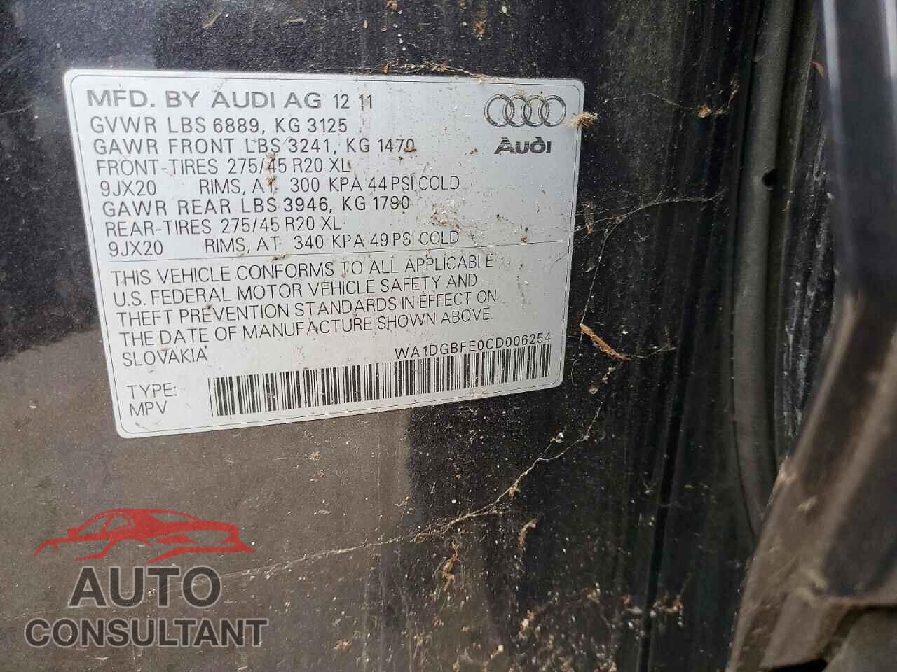 AUDI Q7 2012 - WA1DGBFE0CD006254
