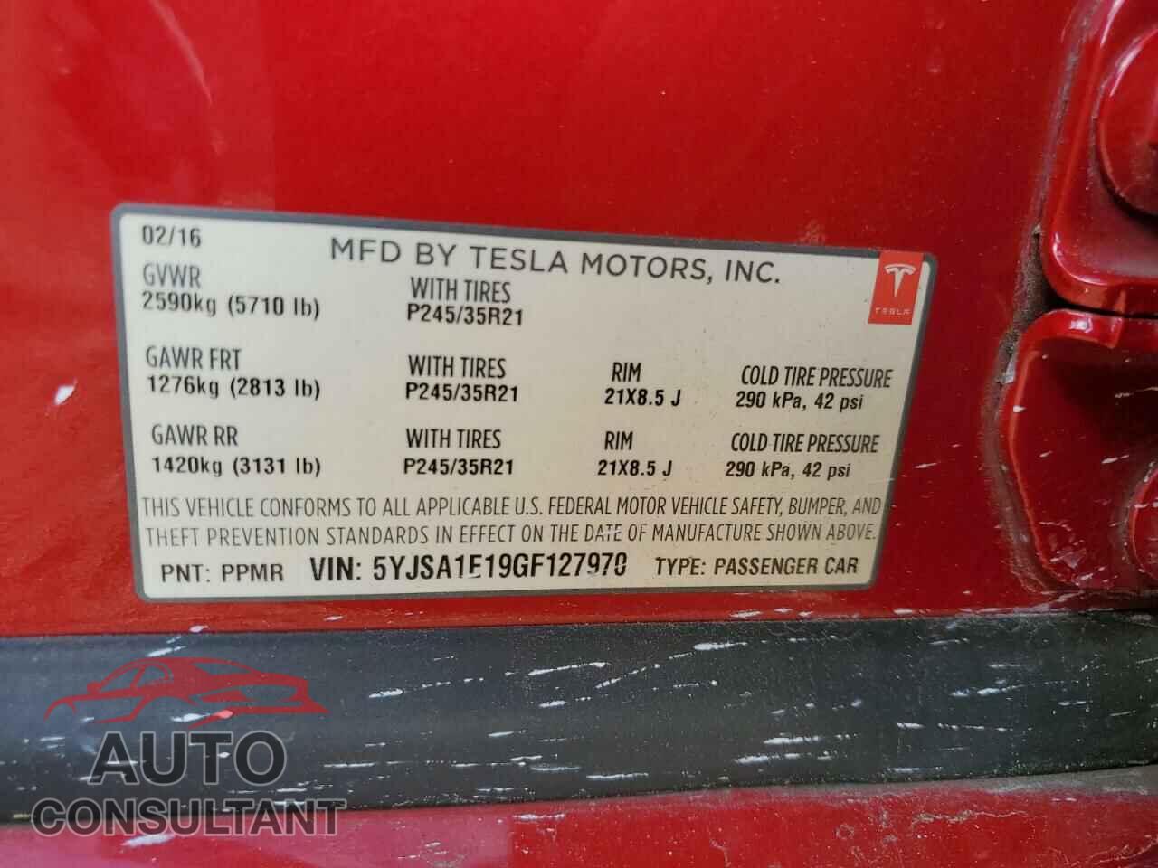TESLA MODEL S 2016 - 5YJSA1E19GF127970