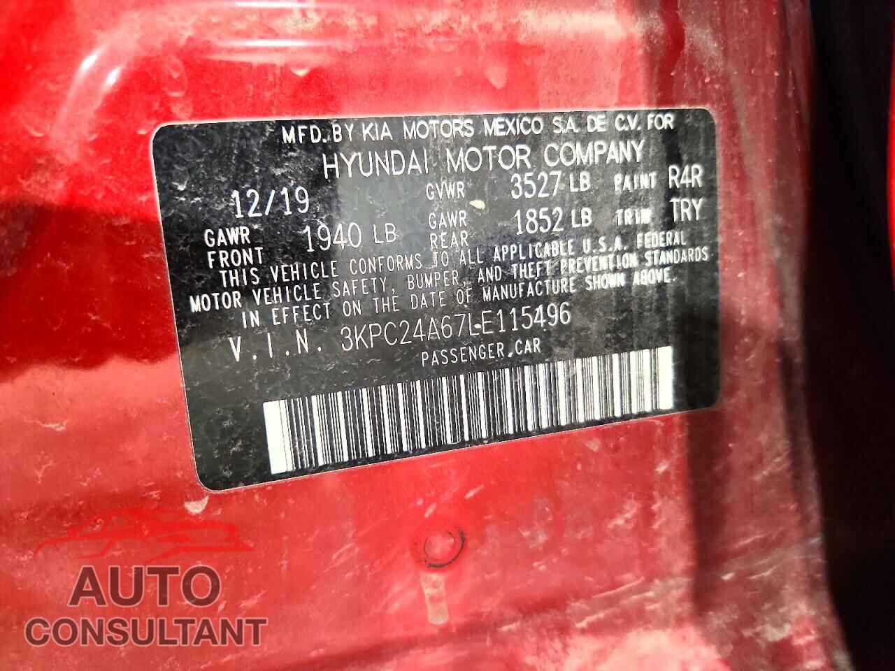 HYUNDAI ACCENT 2020 - 3KPC24A67LE115496