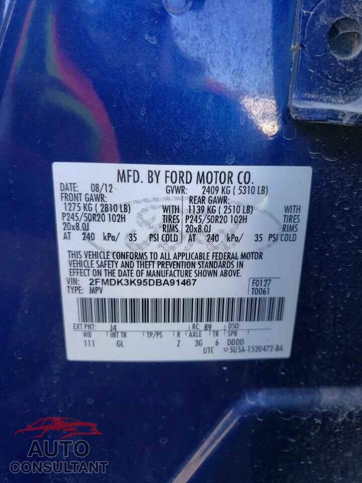 FORD EDGE 2013 - 2FMDK3K95DBA91467