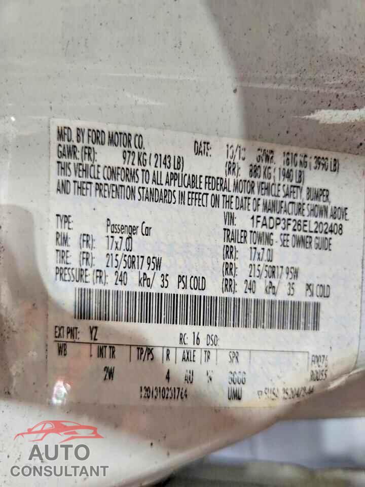FORD FOCUS 2014 - 1FADP3F26EL202408