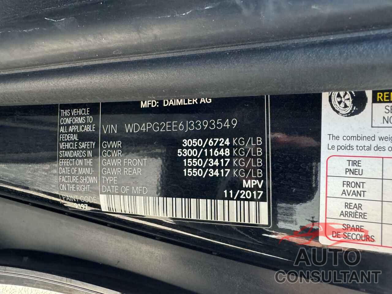 MERCEDES-BENZ METRIS 2018 - WD4PG2EE6J3393549