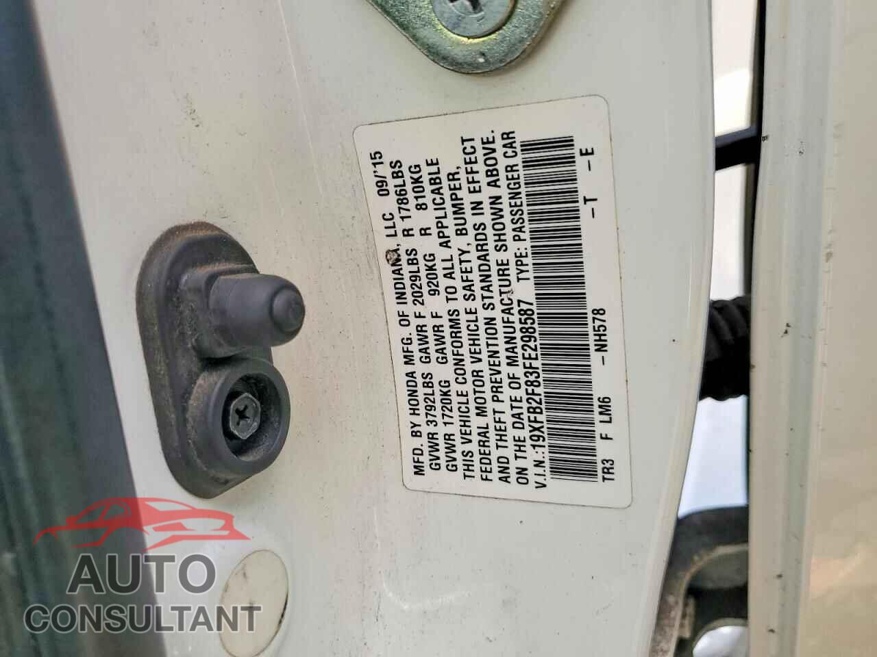 HONDA CIVIC 2015 - 19XFB2F83FE298587
