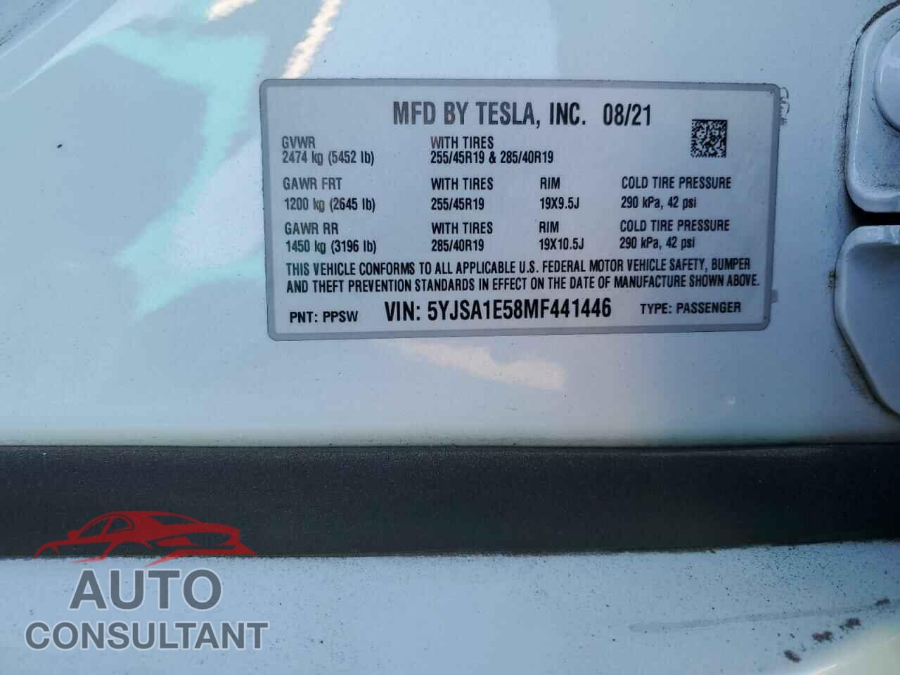 TESLA MODEL S 2021 - 5YJSA1E58MF441446