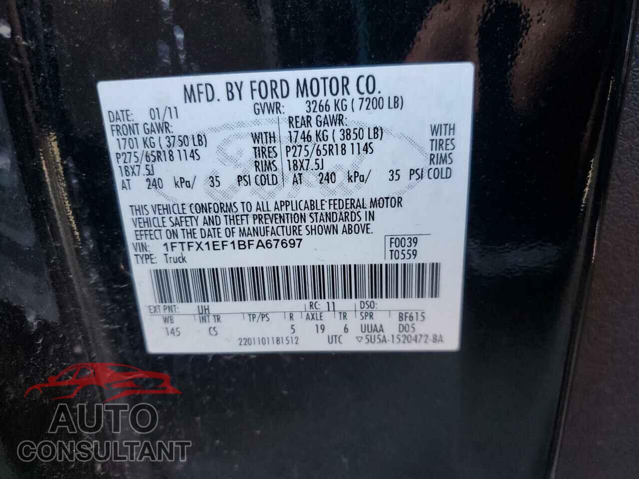 FORD F-150 2011 - 1FTFX1EF1BFA67697