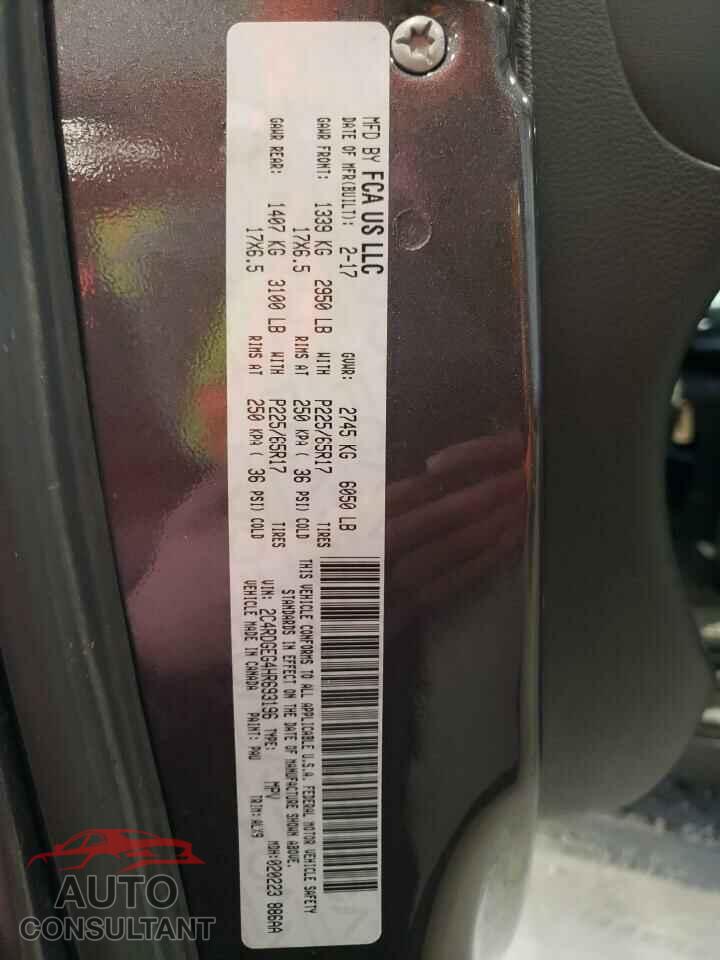 DODGE CARAVAN 2017 - 2C4RDGEG4HR693196