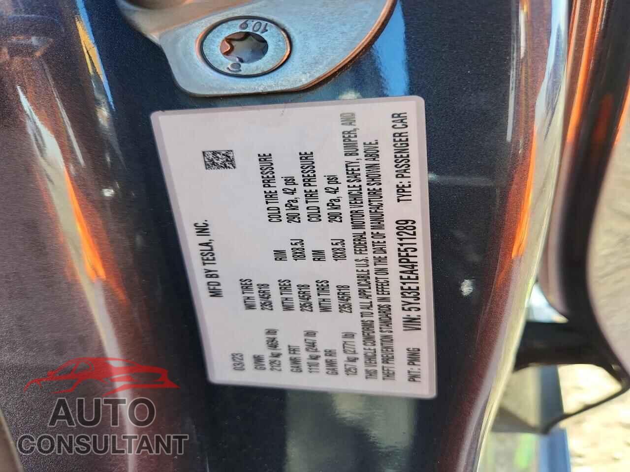 TESLA MODEL 3 2023 - 5YJ3E1EA4PF511289