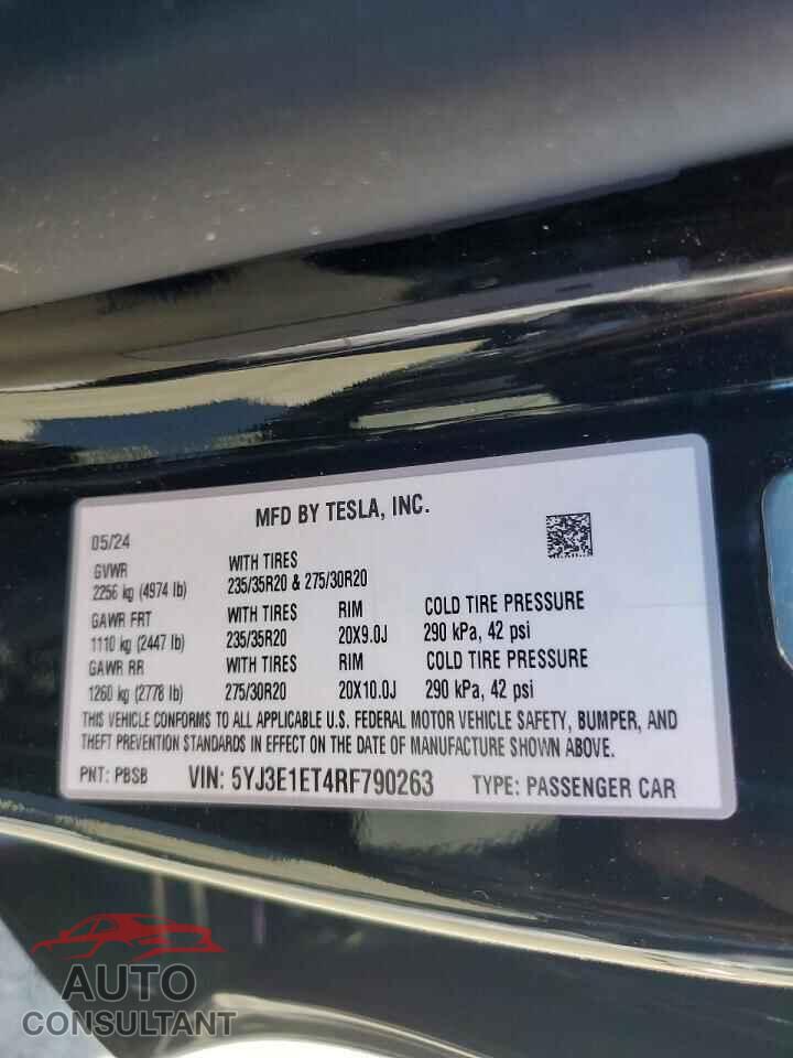 TESLA MODEL 3 2024 - 5YJ3E1ET4RF790263