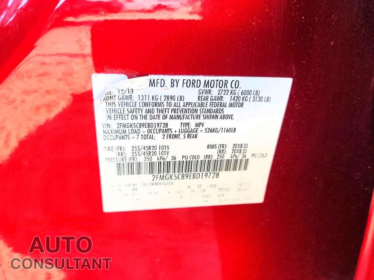 FORD FLEX 2014 - 2FMGK5C89EBD19728