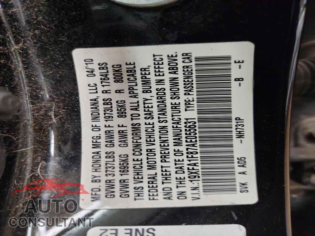 HONDA CIVIC 2010 - 19XFA1F87AE055631