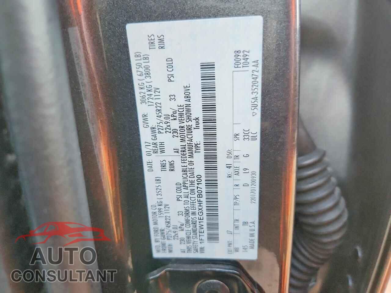 FORD F150 2017 - 1FTEW1EGXHFB07100