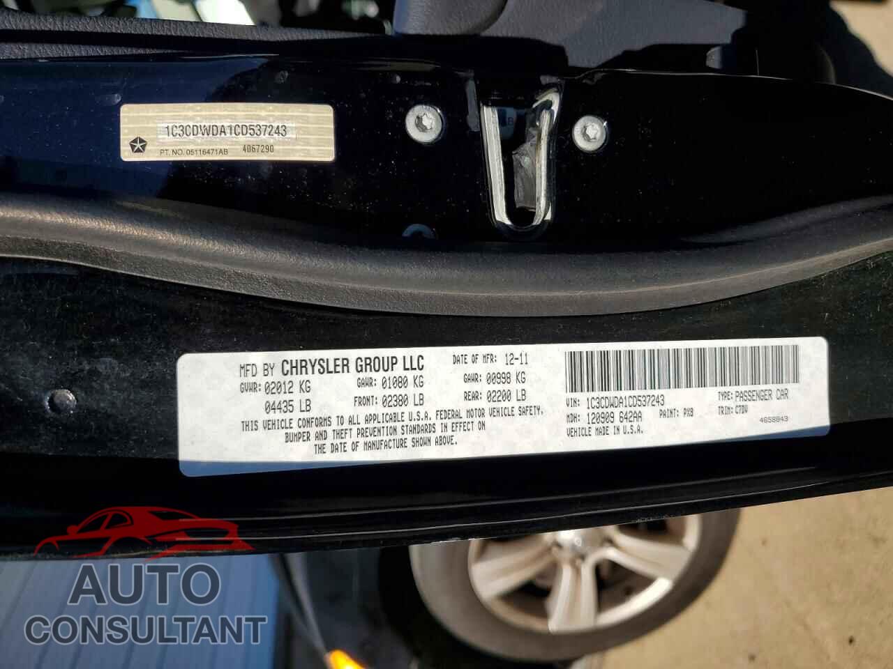 DODGE CALIBER 2012 - 1C3CDWDA1CD537243