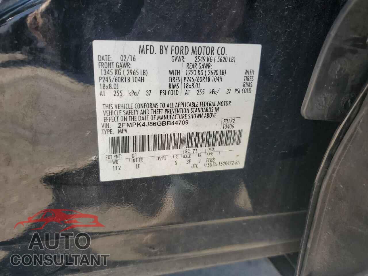 FORD EDGE 2016 - 2FMPK4J86GBB44709