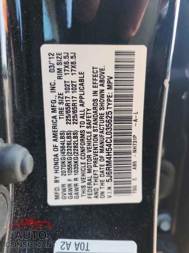 HONDA CRV 2012 - 5J6RM4H54CL035625