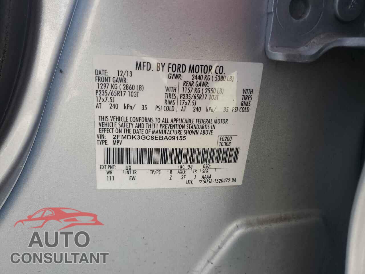 FORD EDGE 2014 - 2FMDK3GC8EBA09155