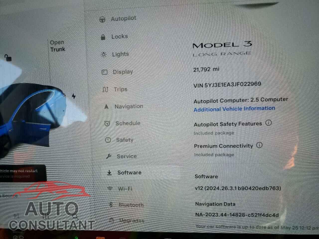 TESLA MODEL 3 2018 - 5YJ3E1EA3JF022969