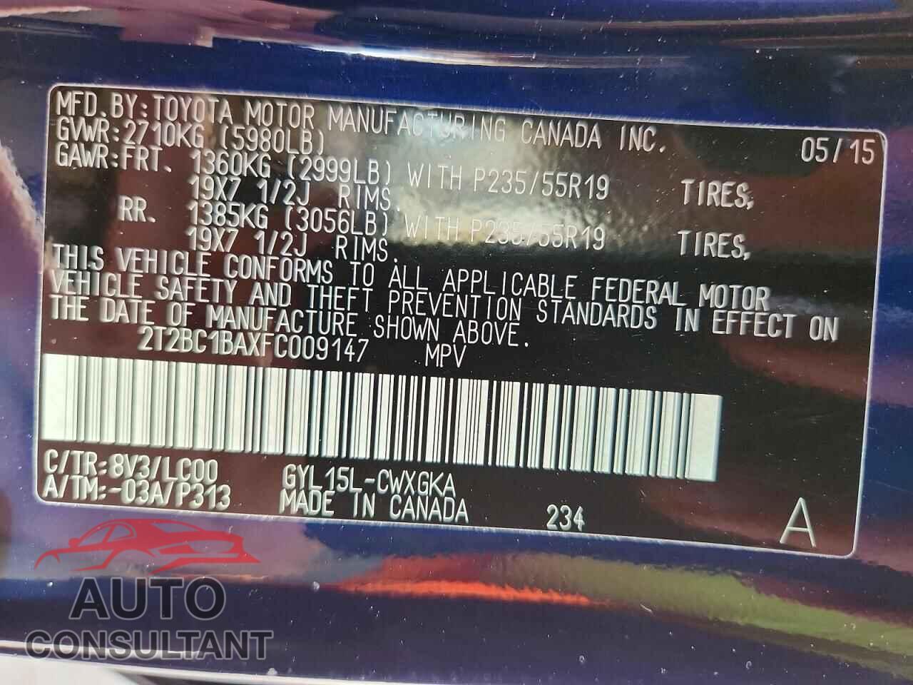LEXUS RX450 2015 - 2T2BC1BAXFC009147