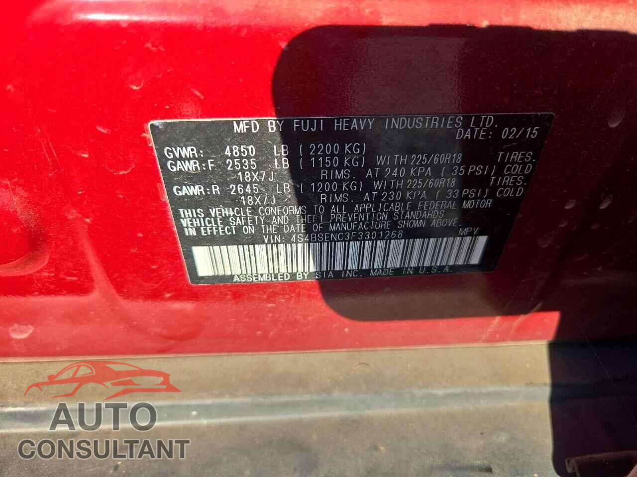 SUBARU OUTBACK 2015 - 4S4BSENC3F3301268
