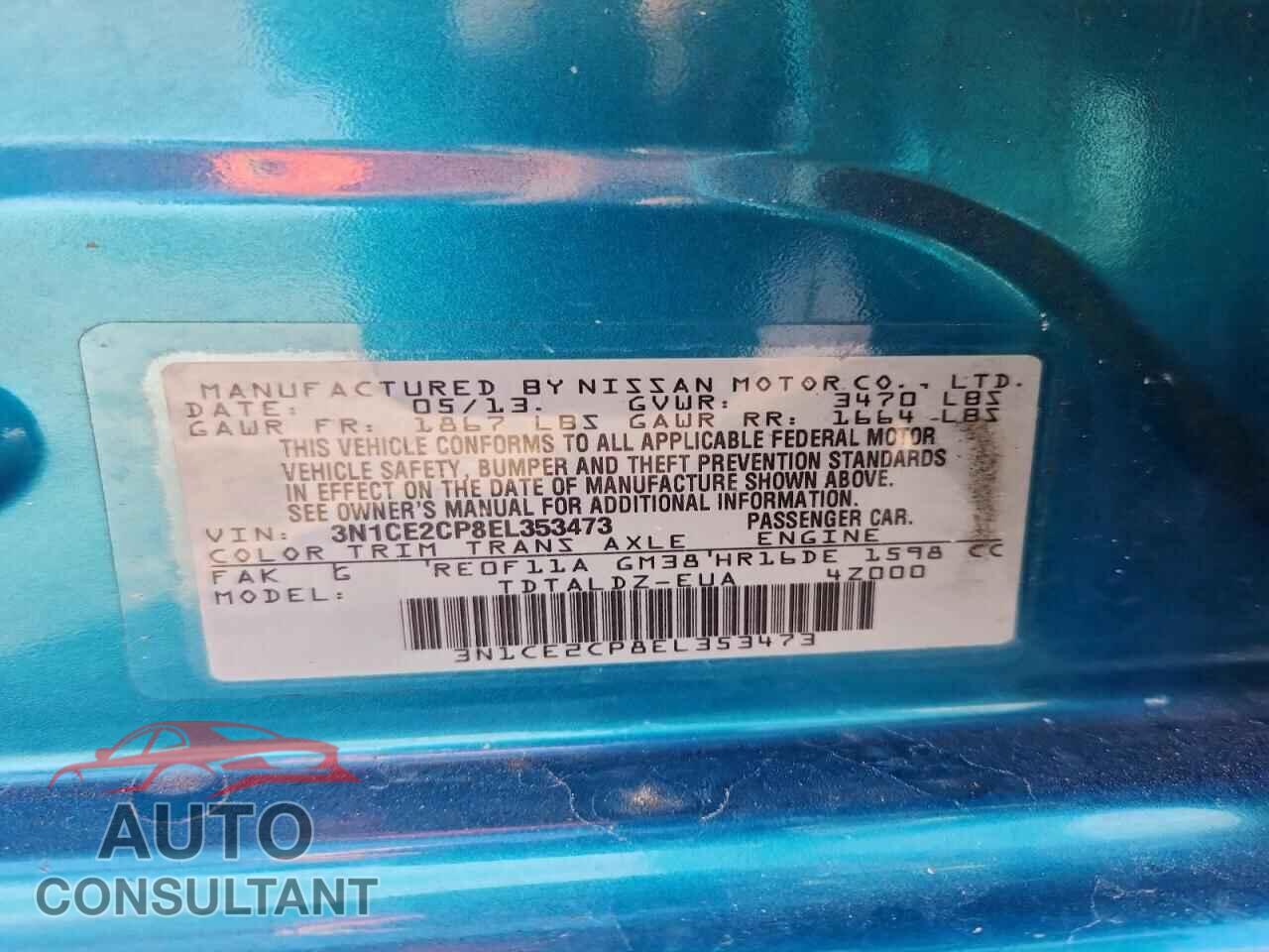 NISSAN VERSA 2014 - 3N1CE2CP8EL353473