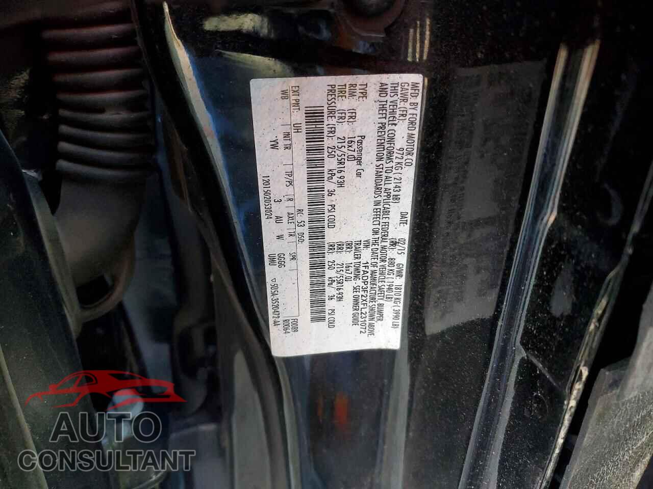 FORD FOCUS 2015 - 1FADP3F2XFL231072