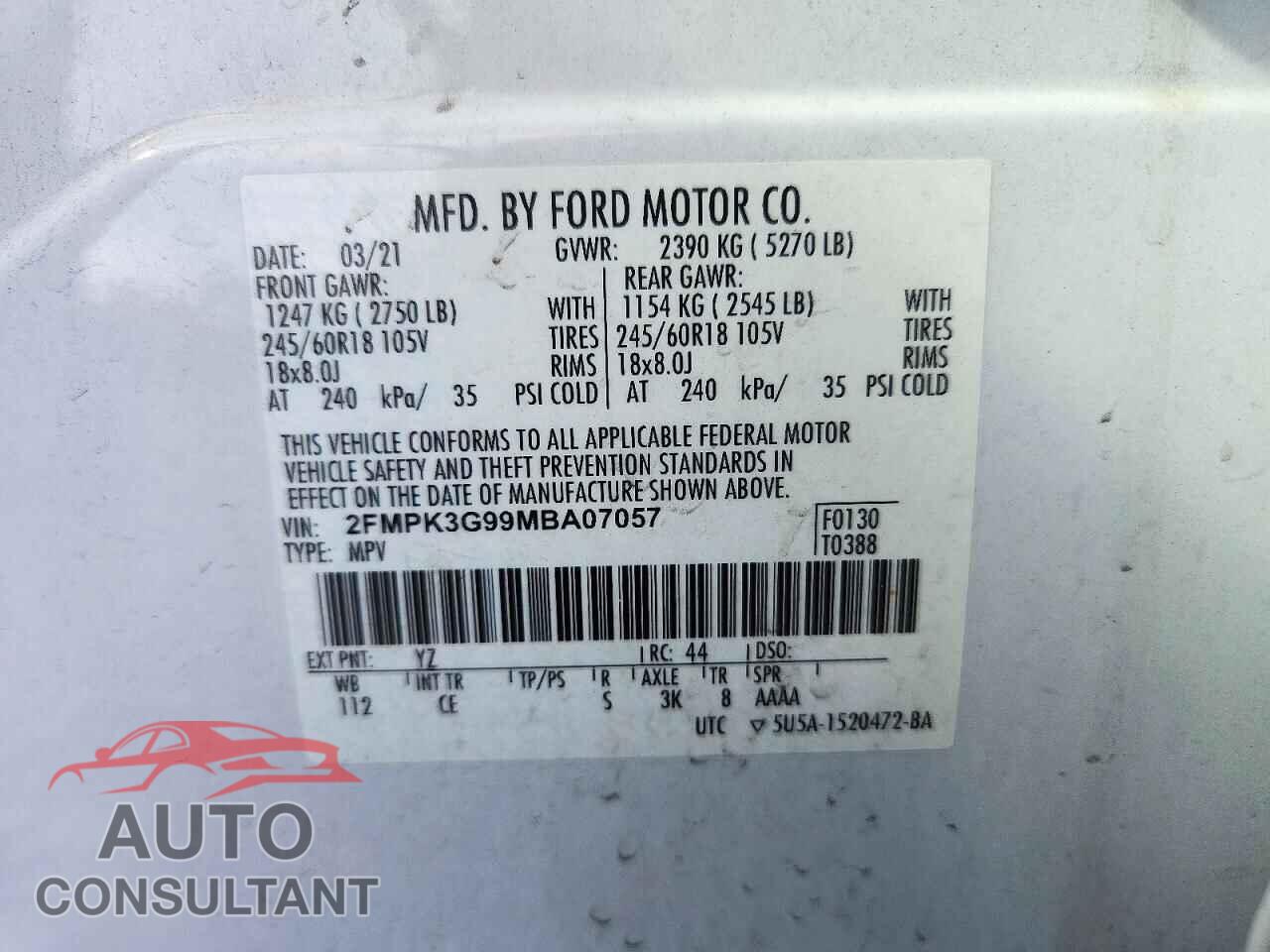 FORD EDGE 2021 - 2FMPK3G99MBA07057