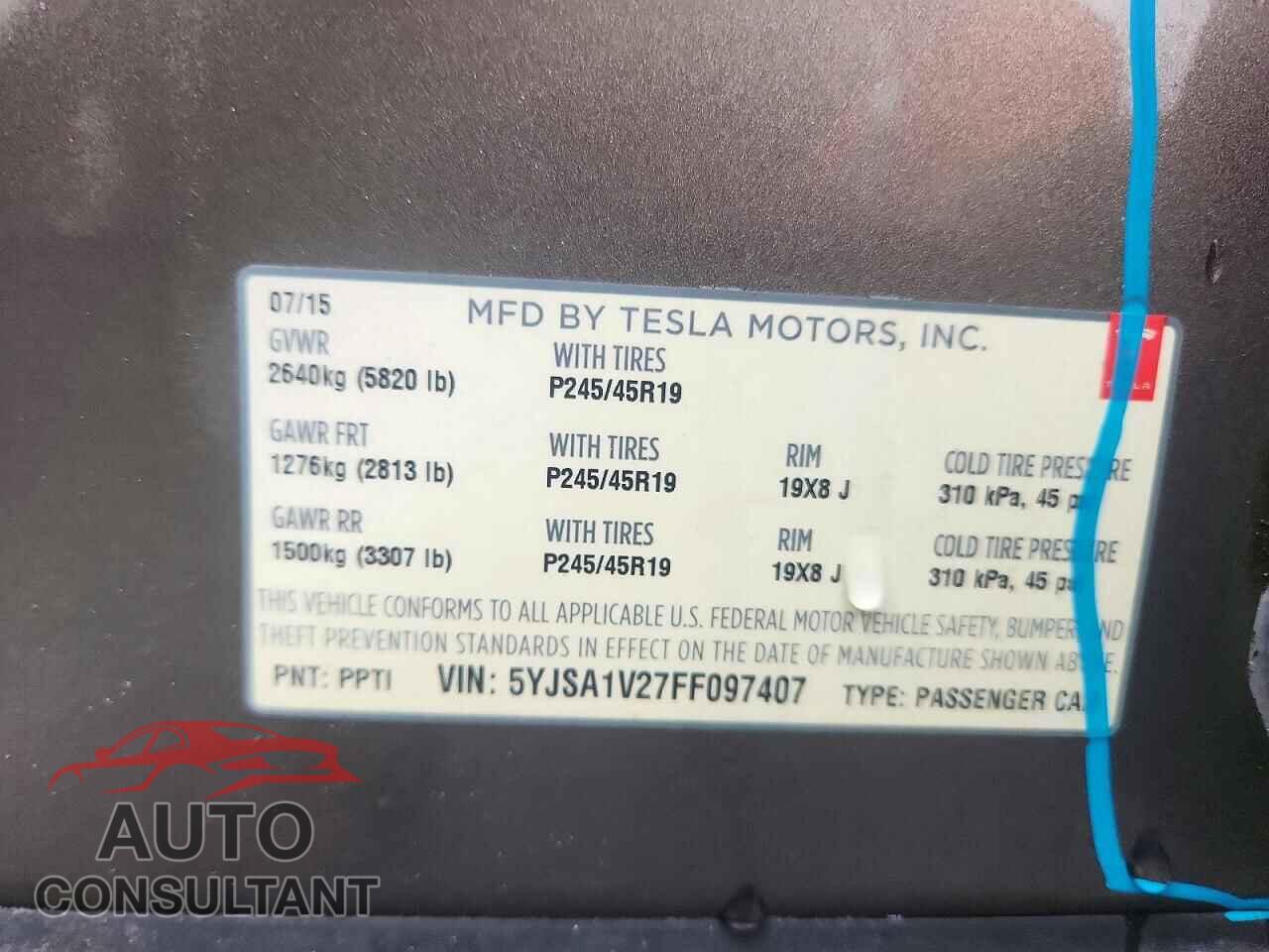 TESLA MODEL S 2015 - 5YJSA1V27FF097407