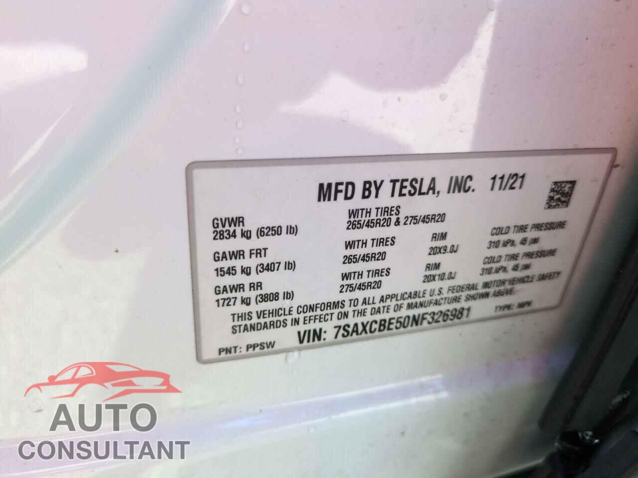 TESLA MODEL X 2022 - 7SAXCBE50NF326981