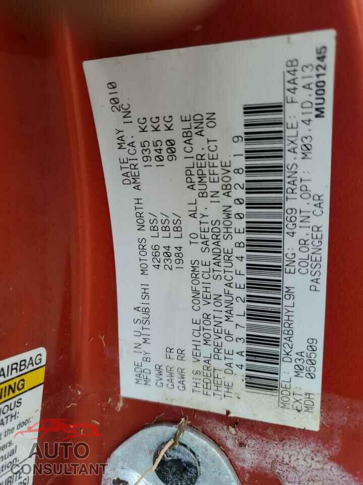 MITSUBISHI ECLIPSE 2011 - 4A37L2EF4BE002819