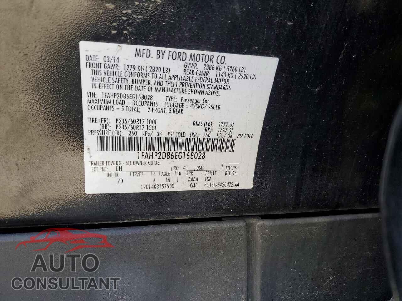 FORD TAURUS 2014 - 1FAHP2D86EG168028
