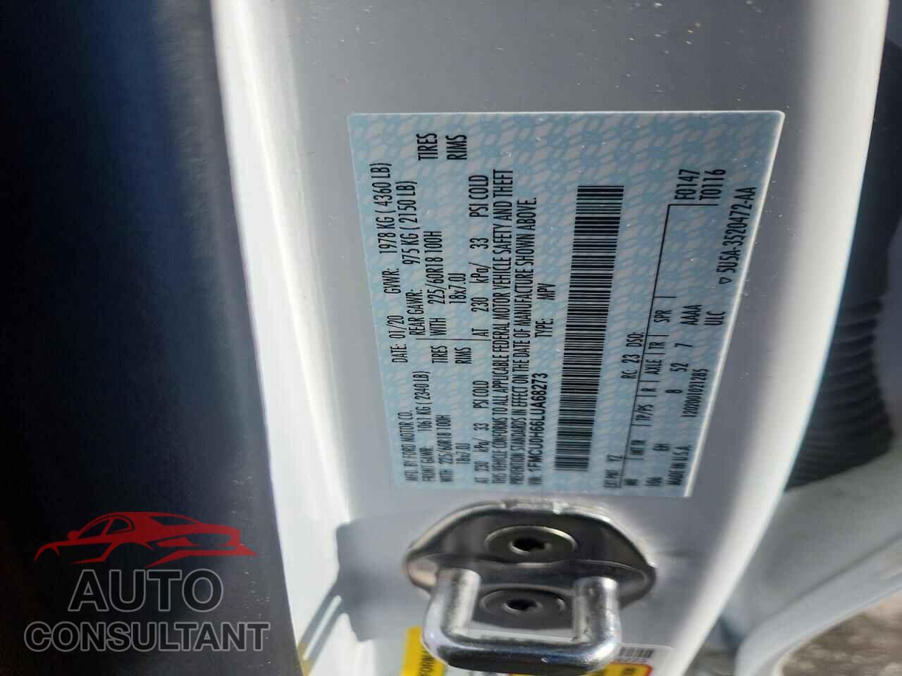 FORD ESCAPE 2020 - 1FMCU0H66LUA68273