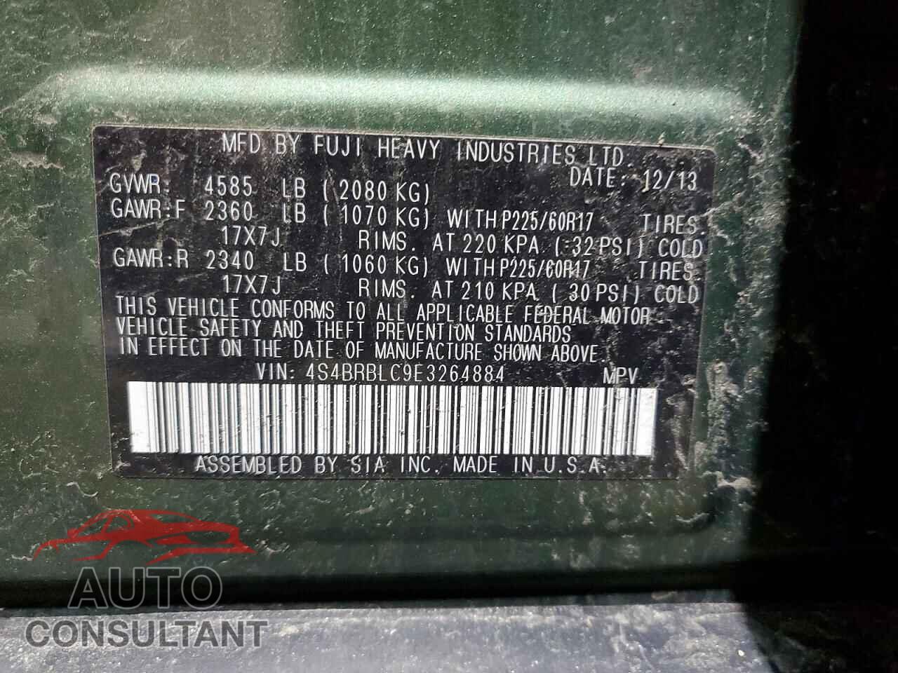 SUBARU OUTBACK 2014 - 4S4BRBLC9E3264884