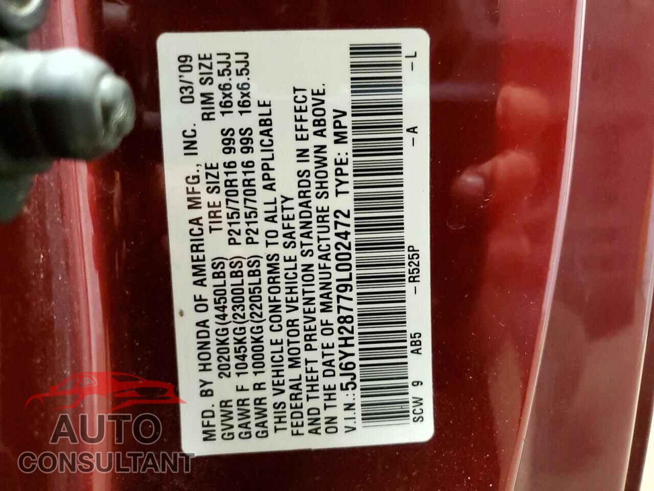 HONDA ELEMENT 2009 - 5J6YH28779L002472