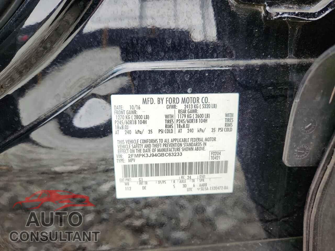 FORD EDGE 2016 - 2FMPK3J94GBC63233