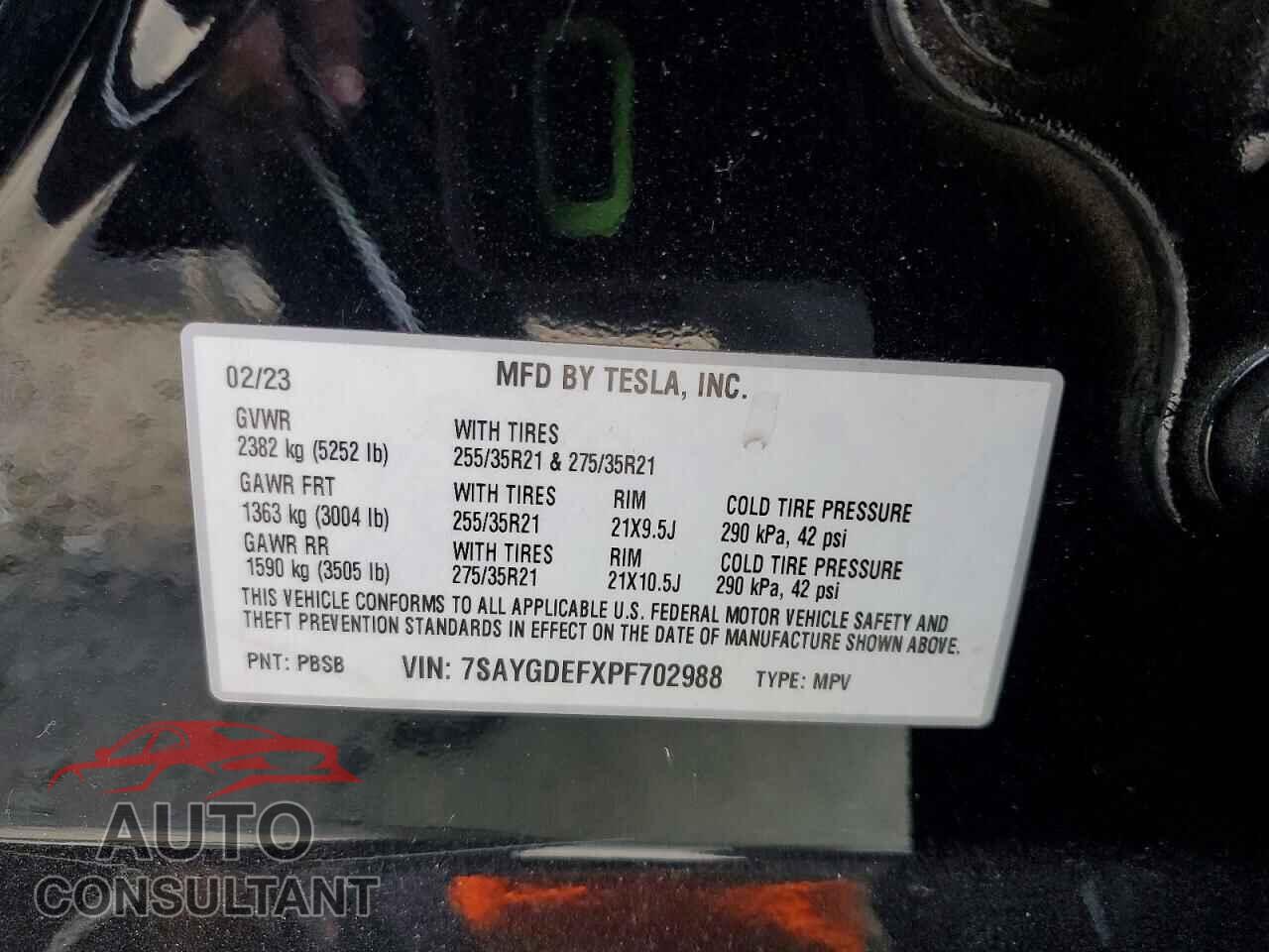 TESLA MODEL Y 2023 - 7SAYGDEFXPF702988
