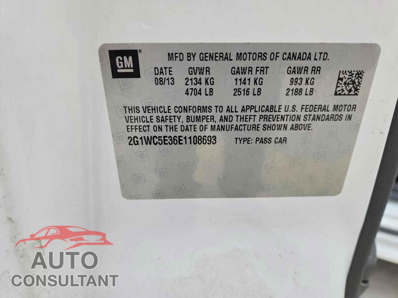 CHEVROLET IMPALA 2014 - 2G1WC5E36E1108693