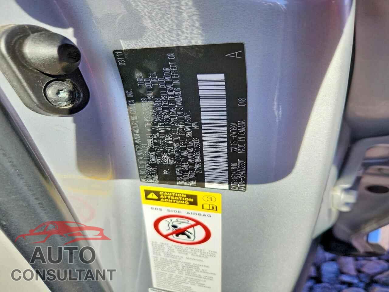 LEXUS RX350 2011 - 2T2BK1BA0BC106032