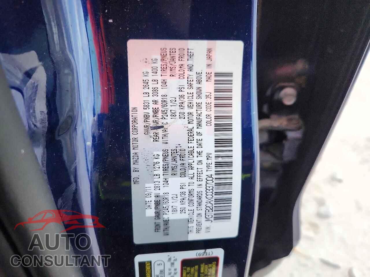 MAZDA CX-9 2012 - JM3TB2CAXC0337004