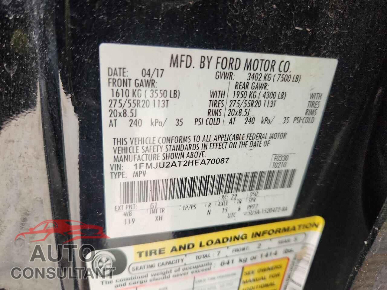 FORD EXPEDITION 2017 - 1FMJU2AT2HEA70087